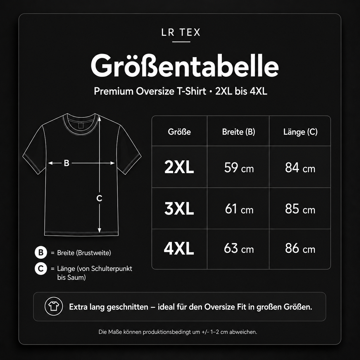 Premium Oversize T-Shirt Herren - 240 GSM - Extra Länge - Ultra Soft Touch -