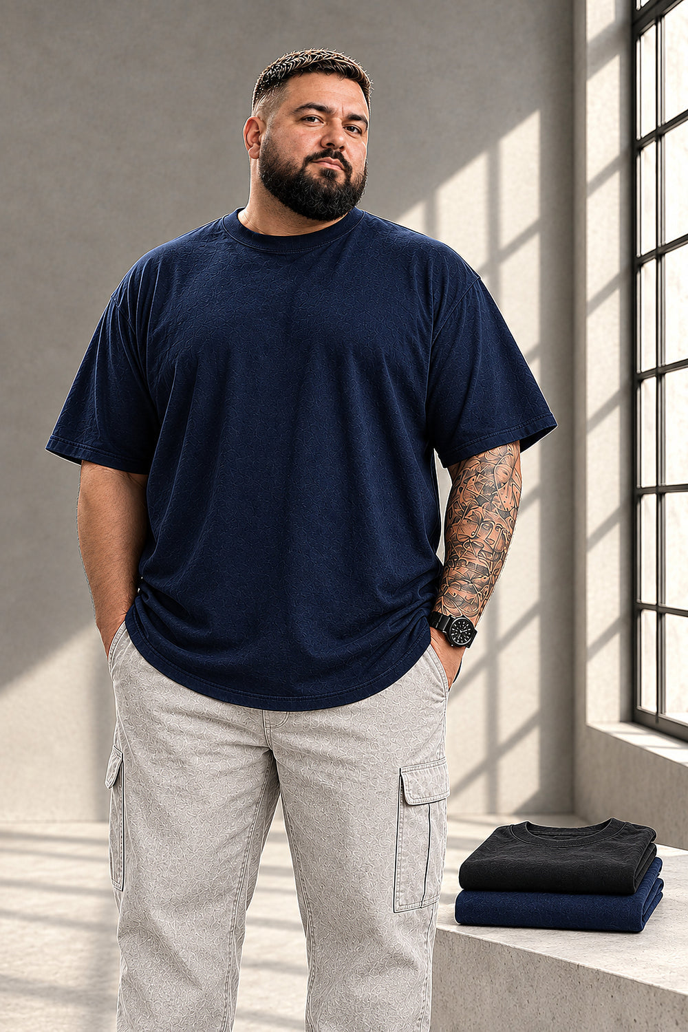 LR TEX Oversize-Shirts in Schwarz und Marineblau